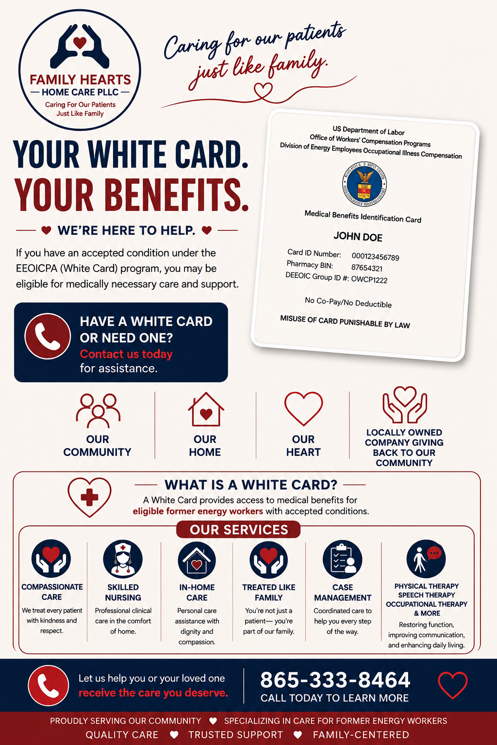 Sample EEOICPA White Card medical benefits identification card